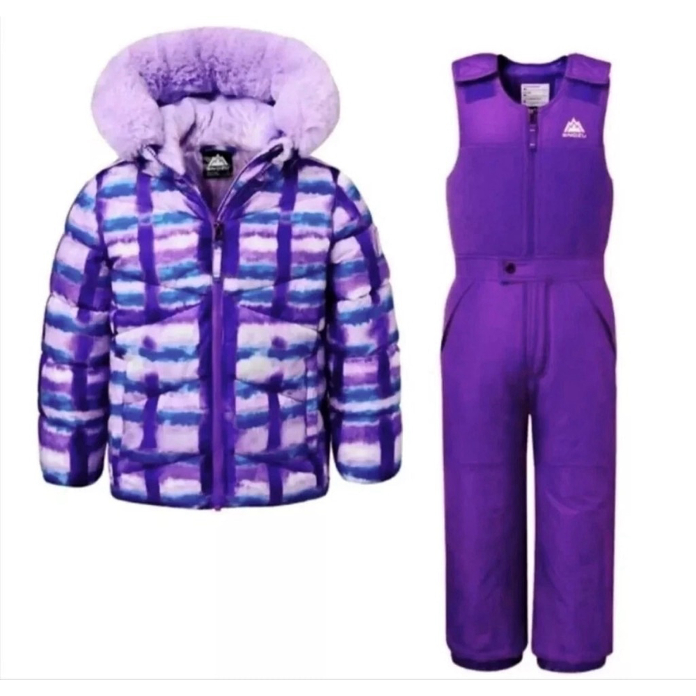 NEW! SNOZU 2 PC SNOWSUIT JACKET WITH MATCHING BIB PANT GIRL SIZE 6 COLOR PURPLE